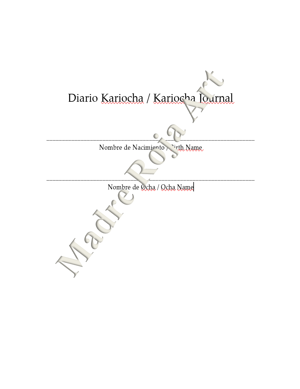 Chango Kariocha Journal