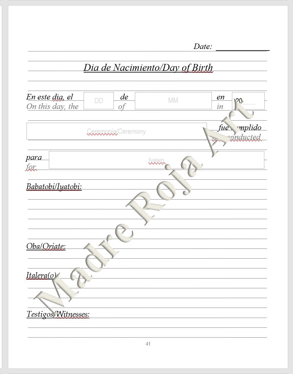 Yemaya Kariocha Journal